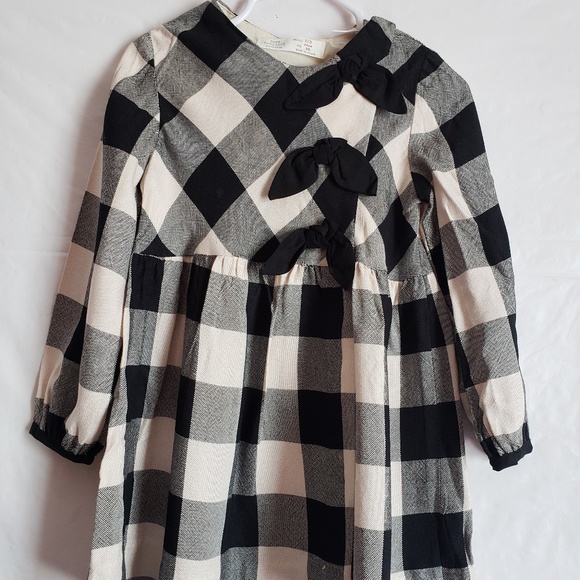 Zara Girls Plaid Dress Size 2/3 Bows In Front NWOT - Picture 7 of 8